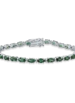 Bratara tennis din aur alb cu turmaline verzi de 6.86ct si diamante de 0.17ct