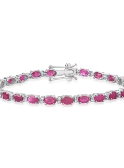 Bratara tennis din aur alb de 14K cu rubine de 7.16ct si diamante de 0.31ct