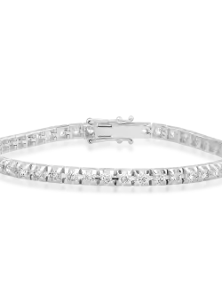 Bratara tennis din aur alb de 18K cu diamante de 2.85ct
