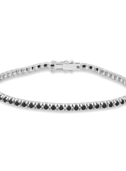 Bratara tennis din aur alb de 18K cu diamante negre de 2.6ct