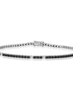 Bratara tennis din aur alb de 18K cu diamante negre de 2.75ct si diamante de 0.15ct