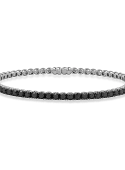 Bratara tennis din aur alb de 18K cu diamante negre de 3.7ct