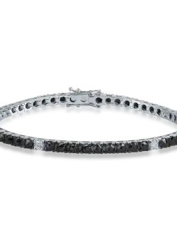 Bratara tennis din aur alb de 18K cu diamante negre de 4.6ct si diamante transparente de 0.4ct