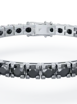 Bratara tennis din aur alb de 18K cu diamante negre de 6ct