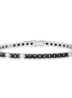 Bratara tennis din aur alb de 18K cu diamante negre de 7.7ct si diamante transparente de 0.95ct