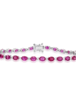 Bratara tennis din aur alb de 18K cu rubine de 5.87ct si diamante de 0.64ct