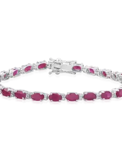 Bratara tennis din aur alb de 18K cu rubine de 7.66ct si diamante de 0.23ct