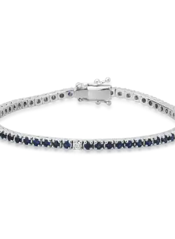Bratara tennis din aur alb de 18K cu safire de 2.5ct si diamante de 0.15ct