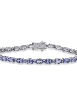Bratara tennis din aur alb de 18K cu tanzanite de 6.79ct si diamante de 0.29ct