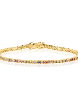 Bratara tennis din aur galben cu safire multicolore de 3ct