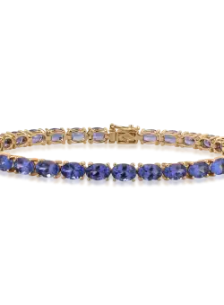 Bratara tennis din aur galben de 14K cu tanzanite de 14.06ct