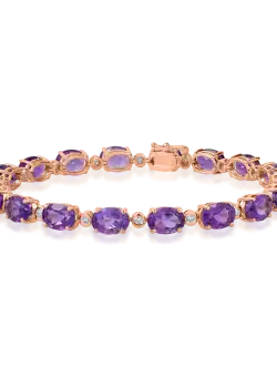 Bratara tennis din aur roz cu ametiste de 15.6ct si diamante de 0.4ct
