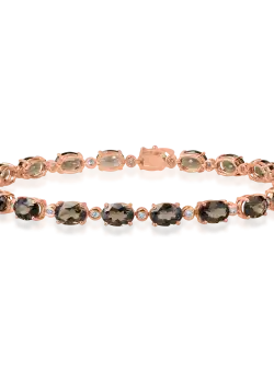 Bratara tennis din aur roz cu cuart fumuriu de 12.47ct si diamante de 0.4ct