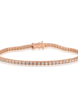 Bratara tennis din aur roz cu diamante de 1.6ct