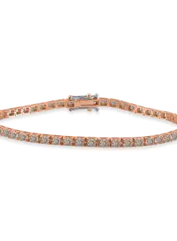 Bratara tennis din aur roz cu diamante maro de 1.7ct