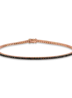 Bratara tennis din aur roz cu diamante negre de 0.6ct