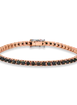 Bratara tennis din aur roz cu diamante negre de 3.6ct