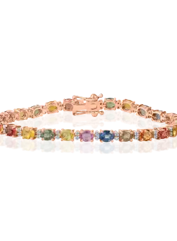 Bratara tennis din aur roz cu safire multicolore de 8.3ct si diamante de 0.2ct