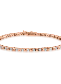 Bratara tennis din aur roz cu zirconii