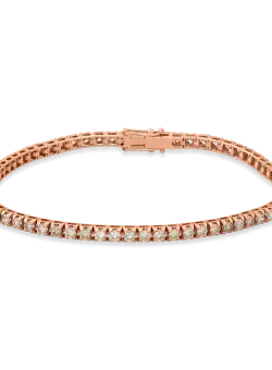 Bratara tennis din aur roz de 18K cu diamante maro de 4.85ct