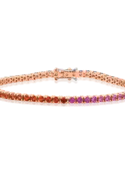 Bratara tennis din aur roz de 18K cu safire multicolore de 4.75ct