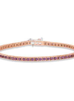 Bratara tennis din aur roz de 18K cu safire roz de 3.12ct