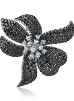 Brosa din aur alb de 18K cu diamante negre 8.27ct si diamante transparente de 0.89ct