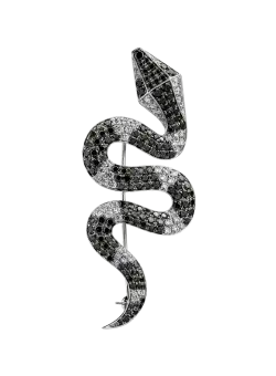 Brosa din aur alb de 18K cu diamante negre de 2.69ct si diamante transparente de 1ct