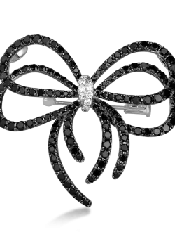 Brosa din aur alb de 18K cu diamante negre de 5.801ct si diamante incolore de 0.243ct