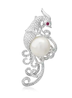 Brosa din aur alb de 18K cu pietre pretioase si semipretioase de 23.32ct