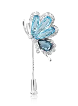 Brosa din aur alb de 18K cu topaze de 7ct si diamante de 0.3ct