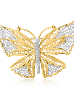 Brosa din aur alb-galben de 14K