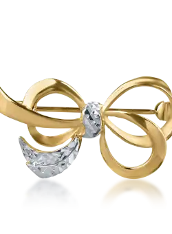 Brosa din aur alb-galben