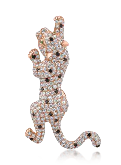 Brosa din aur roz cu diamante de 4.15ct si tsavorite de 0.01ct