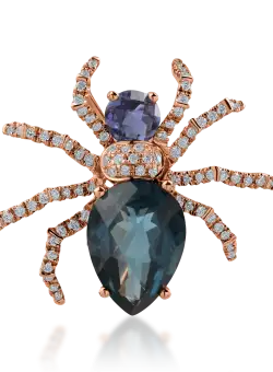 Brosa din aur roz cu pietre pretioase si semipretioase de 4.05ct