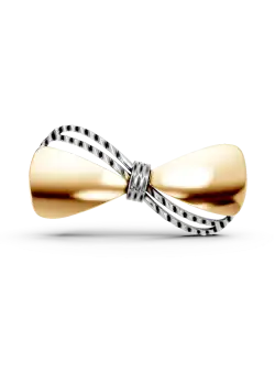 Brosa fundita din aur alb-galben