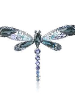 Brosa libelula din aur alb cu topaze si safire de 12.5ct