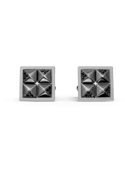 Butoni din argint cu zirconii negre