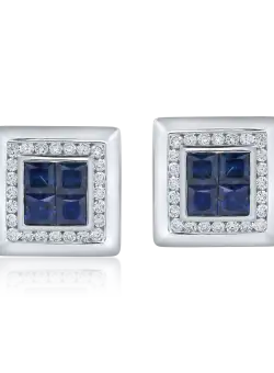 Butoni din aur alb cu onix de 1.7ct si diamante de 0.8ct