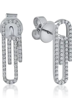 Cercei agrafe cu surub din aur alb cu diamante de 0.2ct