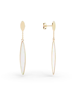 Cercei candelabru din aur galben cu sidef de 0.4ct