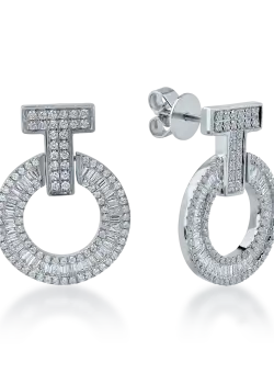 Cercei cerc din aur alb cu diamante de 1.2ct