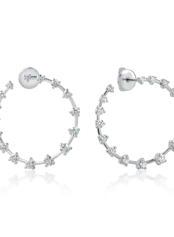 Cercei cerc din aur alb cu diamante de 2ct