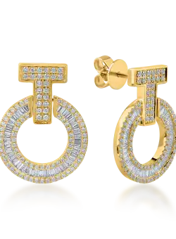 Cercei cerc din aur galben cu diamante de 1.3ct