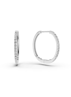 Cercei creole din aur alb cu diamante de 0.2ct