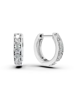 Cercei creole din aur alb cu diamante de 0.3ct