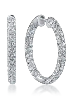 Cercei creole din aur alb cu diamante de 3.27ct