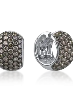 Cercei creole din aur alb cu diamante maro de 1.3ct