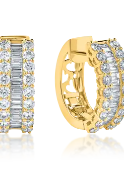 Cercei creole din aur galben cu diamante microsetting de 3ct