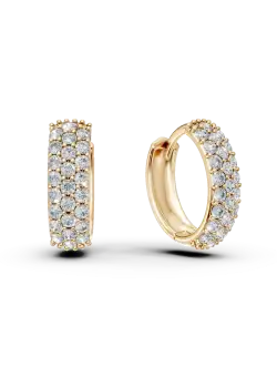 Cercei creole din aur galben cu zirconii microsetting